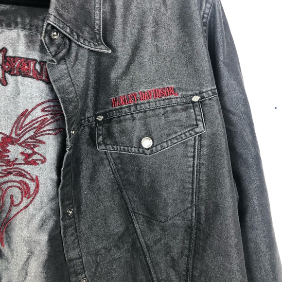 HARLEY-DAVIDSON embroidered button up top U26 - Picture 3 of 8